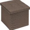 B FSOBEIIALEO Storage Ottoman Cube, Toy Chest Folding Footrest for Living Room Seat, 12.6"X12.6"X12.6" (Linen Brown) - Image 2