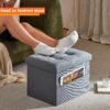 ALASDO Ottoman Storage Ottoman Footrest with Side Pocket Folding Ottoman with Srorage Small Ottoman for Living Room Study Bedroom Grey L17W13H13inches - Image 7