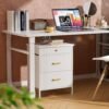 White Nightstand with 3 Drawers, Night Stand for Bedroom, Small Dresser with Fabric Bins, Leather Finish, Modern Bedside Table End Side Table for Living Room, Dorm, Closet, Nursery - Image 3