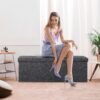 SUPER DEAL 43 Inches Folding Storage Ottoman Bench Storage Chest Footrest with Padded Seat Large Box for Bedroom Living Room Entryway, 660 lbs Capacity 15" x 15" x 43" Long, Dark Gray - Image 3