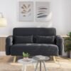 Yaheetech 46" Small Modern Fabric Sofa Loveseat Mid Century 2 Seater Sofa Couch with Lumbar Pillows, Solid Wood Legs for Small Space, Dorm, Office, Bedroom, Dark Gray - Image 2