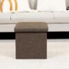 B FSOBEIIALEO Storage Ottoman Cube, Toy Chest Folding Footrest for Living Room Seat, 12.6"X12.6"X12.6" (Linen Brown) - Image 8