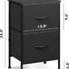WLIVE Nightstand, Nightstand with 2 Drawers, Bedside Furniture, Night Stand, Small Dresser for Bedroom, College Dorm, End Table with Fabric Bins, Dormitory, Charcoal Black, Size L - Image 4