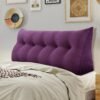 WOWMAX Multifunctional Upholstered Headboard Pillow Twin, Button Tufted Headboard Pillows, Portable Dorm Room Fabric Head Board Removable and Washable Corduroy Purple Corduroy - Image 2