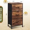WLIVE Dresser with 3 Drawers, Fabric Nightstand, Cabinet with Wheels, Organizer Storage Dresser for Bedroom, Office, Closets, Sturdy Steel Frame, Easy Pull Handle, Rustic Brown Wood Grain Print - Image 4