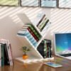 Tree Bookshelf, 3-Tier Book Storage Organizer Shelves Floor Standing Bookcase, Wood Storage Rack for Office Home School Shelf Display for Cd/Magazine-White - Image 8