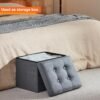 ALASDO Ottoman Storage Ottoman Footrest with Side Pocket Folding Ottoman with Srorage Small Ottoman for Living Room Study Bedroom Grey L17W13H13inches - Image 6