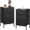 WLIVE Nightstand, Nightstand with 2 Drawers, Bedside Furniture, Night Stand, Small Dresser for Bedroom, College Dorm, End Table with Fabric Bins, Dormitory, Charcoal Black, Size L - Image 9