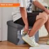 ALASDO Ottoman Storage Ottoman Footrest with Side Pocket Folding Ottoman with Srorage Small Ottoman for Living Room Study Bedroom Grey L17W13H13inches - Image 3
