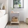 WLIVE Nightstand, End Table with Fabric Storage Drawer and Open Wood Shelf, Bedside Furniture with Steel Frame, Side Table for Bedroom, Dorm, Easy Assembly, Light Grey - Image 3