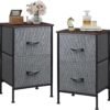 WLIVE Nightstand Set of 2, 2 Drawer Dresser for Bedroom, Small Dresser with 2 Drawers, Bedside Furniture, Night Stand, End Table with Bins for Bedroom, Closet, College Dorm, Dark Grey, Size L - Image 2