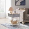 WLIVE Nightstand, End Table with Fabric Storage Drawer and Open Wood Shelf, Bedside Furniture with Steel Frame, Side Table for Bedroom, Dorm, Easy Assembly, Light Grey - Image 5