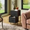 WLIVE Nightstand, Nightstand with 2 Drawers, Bedside Furniture, Night Stand, Small Dresser for Bedroom, College Dorm, End Table with Fabric Bins, Dormitory, Charcoal Black, Size L - Image 3