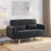 Yaheetech 46" Small Modern Fabric Sofa Loveseat Mid Century 2 Seater Sofa Couch with Lumbar Pillows, Solid Wood Legs for Small Space, Dorm, Office, Bedroom, Dark Gray - Image 4