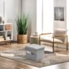 AmasSmile® Storage Ottoman Folding Foot Rest Stool with Side Pocket, 16 inch Leather Footstool Bench, Short Ottoman Bench, Storage Foot Rest Store, Books, Records Support 330 lbs, Grey - Image 5