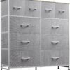 WLIVE Fabric Dresser for Bedroom, Storage Drawer Unit,Dresser with 10 Deep Drawers for Office, College Dorm, Light Grey - Image 2