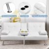 Yaheetech Convertible Sofa Bed Adjustable Couch Sleeper Modern Faux Leather Home Recliner Reversible Loveseat Folding Daybed Guest Bed, Removable Armrests, Cup Holders, 3 Angles, 772lb Capacity, White - Image 8