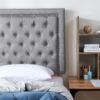 Tavira Allure® College Dorm Headboard - Tufted Rivet - Linen Gray - Image 4