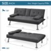 Yaheetech Convertible Linen Fabric Sofa Bed with Recliner, Cup Holders, Removable Armrests - 772lb Capacity - Image 3