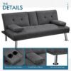 Yaheetech Convertible Linen Fabric Sofa Bed with Recliner, Cup Holders, Removable Armrests - 772lb Capacity - Image 9