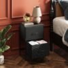 WLIVE Nightstand, Nightstand with 2 Drawers, Bedside Furniture, Night Stand, Small Dresser for Bedroom, College Dorm, End Table with Fabric Bins, Dormitory, Charcoal Black, Size L - Image 10