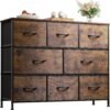 WLIVE Fabric Dresser for Bedroom - Storage Drawer Unit as TV Stand for 32-43 inch TVs - Wide Dresser with 8 Large Deep Drawers for Office, College Dorm, Rustic Brown - Image 2