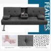 Yaheetech Convertible Linen Fabric Sofa Bed with Recliner, Cup Holders, Removable Armrests - 772lb Capacity - Image 8