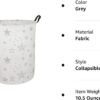 19.7" Round Canvas Large Clothes Basket Laundry Hamper with Handles,Waterproof Cotton Storage Organizer Perfect for Kids Boys Girls Toys Room, Bedroom, Nursery,Home,Gift Basket(Grey Star) - Image 10