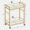 TUTOTAK Bar Cart, Serving Cart for Home, Microwave Cart, Drink Cart, Mobile Kitchen Shelf with Wine Rack and Glass Holder, Rolling Beverage Cart, Gold BC01BB031 - Image 9