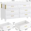 AOGLLATI Dresser for Bedroom with Column Design, White Dresser with Cladding Process Design, 6 Drawer Short Modern Wide Bedroom LED Dresser for Bedroom - Image 3