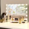 Beahome Makeup Mirror with Lights,10X Magnification,Large Hollywood Lighted Vanity Mirror with 15 Dimmable LED Bulbs,3 Color Mode,Touch Control,Tabletop or Wall-Mounted(23in), White - Image 2