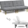 3-in-1 Convertible Futon Sofa Bed Twin, Loveseat Futon Couch Daybed with Folding Adjustable Backless, 2 Piece Small Futon Couch Chairs for Living Room, Apartment, Grey Fabric 306LG1-2PCS - Image 5