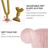 Vanity Stool Chair with Storage, Faux Fur Makeup Room Seat Stool, Soft Padded Seat, Round Footrest Footstools with 4 Metal Legs & Adjustable Footings, Vanity, Bathroom, Bedroom Chairs Pink - Image 6