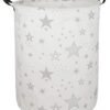 19.7" Round Canvas Large Clothes Basket Laundry Hamper with Handles,Waterproof Cotton Storage Organizer Perfect for Kids Boys Girls Toys Room, Bedroom, Nursery,Home,Gift Basket(Grey Star) - Image 2