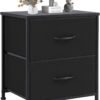Sweetcrispy End Table with 2 Drawers for Bedroom, Small Bedside Nightstand, Storage Organizer Furniture, Fabric Cabinet Wood Top, Lightweight, Mini Dresser for Clothes, Closet, Dorm, 20" Height - Image 2