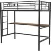 VECELO Loft Bed Twin Size with Desk, Metal Bedframe with Removable Ladder and Safety Guardrail, No Box Spring Needed, Space Saving, Noise Free, Black - Image 8
