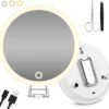 20X Magnifying Mirror with Light, Rechargeable 3 Colors Dimming Lighted Magnifying Mirror with 3 Suction Cups and 360° Stand, 6" Large Travel Tabletop Magnified Makeup Mirror with Tweezers & Scissors - Image 9