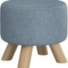 Asense Small Round Ottoman Foot Rest Stool Fabric Padded Seat Footstool Ottoman with Non-Skid Wooden Legs (Light Blue,Fabric) - Image 6