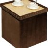 B FSOBEIIALEO Storage-Ottoman Cube-Folding Tufted - Ottomans with Storage, Coffee Table Top Cover, Toy Chest Storage Boxes Footrest stool for Bedroom, Luxury Velvet Fabric 15.7 Inches Brown - Image 2