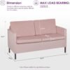 TYBOATLE Sofa Couch, Fabric Modern Small Loveseat for Living Room, 51" W Little Upholstered 2-Seater Mini Love Seats w/Iron Legs for Compact Small Space, Apartment, Bedroom, Dorm, Office (Pink) - Image 3