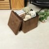 B FSOBEIIALEO Storage-Ottoman Cube-Folding Tufted - Ottomans with Storage, Coffee Table Top Cover, Toy Chest Storage Boxes Footrest stool for Bedroom, Luxury Velvet Fabric 15.7 Inches Brown - Image 3