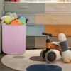 19.7" Round Canvas Large Clothes Basket Laundry Hamper with Handles,Waterproof Cotton Storage Organizer Perfect for Kids Boys Girls Toys Room, Bedroom, Nursery,Gift Basket(Pink geometry) - Image 3