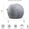 Big Joe Fuf Large Foam Filled Bean Bag Chair with Removable Cover, Gray Plush, Soft Polyester, 4 feet Big - Image 4