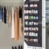 AOODA 24 Pairs Over the Door Shoe Organizer for Closet, Deep Pockets Large Hanging Shoe Rack for Door, 8-Tier Shoe Holder Hanger Shoe Storage Organizer, Black - Image 3