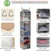 2 Pack Large-Sized Hanging Shoe Organizer 8-Shelf, Hanging Closet Organizer with 8 Side Pockets, Wider Hanging Shelves for Storage Shoes Clothes 9" W × 11.8" D× 48" H, Grey. - Image 6
