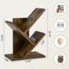 Tajsoon Tree Bookshelf 3 Tier Book Storage Organizer Shelves, Desktop Bookshelf Floor Standing Bookcase Display for CDs/Magazine/Books, Small Bookshelf for Bedroom, Living Room Office, Rustic Brown - Image 9