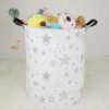 19.7" Round Canvas Large Clothes Basket Laundry Hamper with Handles,Waterproof Cotton Storage Organizer Perfect for Kids Boys Girls Toys Room, Bedroom, Nursery,Home,Gift Basket(Grey Star) - Image 4