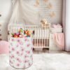 19.7" Pink Flower Laundry Basket,Kids Dirty Clothes Hamper,Waterproof Toys Storage Bin,Room Decor,Gift Baskets,Baby Nursery Hamper(Peach Blossom) - Image 5
