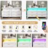 AOGLLATI Dresser for Bedroom with Column Design, White Dresser with Cladding Process Design, 6 Drawer Short Modern Wide Bedroom LED Dresser for Bedroom - Image 4