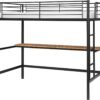 VECELO Metal Loft Bed Twin Size with Desk, Heavy Duty Bedframe with Removable Ladder and Safety Guardrail, Space-Saving, Noise Free, No Box Spring Needed, Black - Image 9